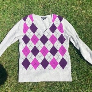 y2k purple argyle cashmere sweater